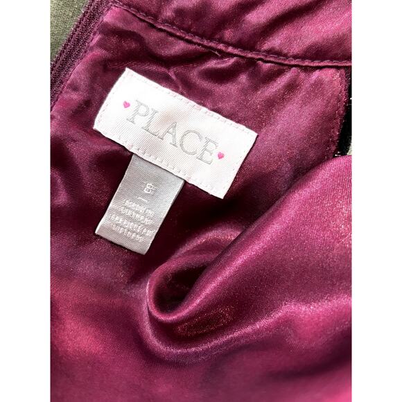 THE CHILDREN'S PLACE Girl's Maroon High-Neck Lace Dress Sz 8 - Picture 5 of 5